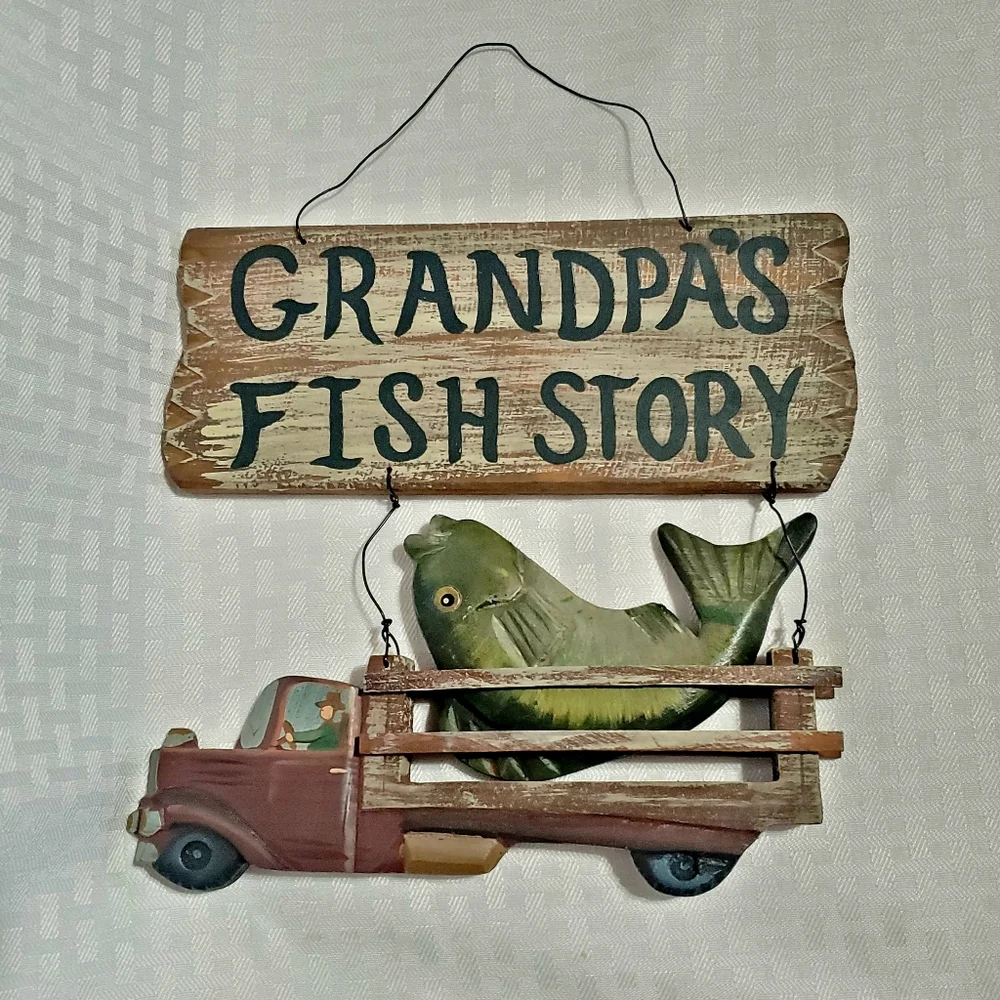 Handcrafted Wood Sign Grandpa's Fish Story. - Picture 2 of 12